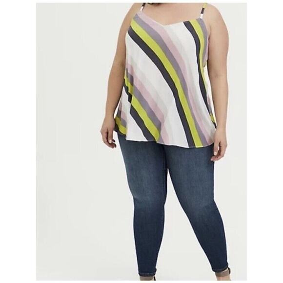 Torrid SOPHIE - Multi Stripe Crinkle Gauze Swing Cami/Tank Plus Size 1/1X - Picture 4 of 12